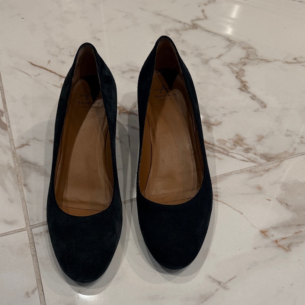 Aquatalia Black Suede Heels